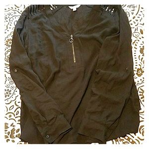 Candies Zip Blouse with Cutout detail